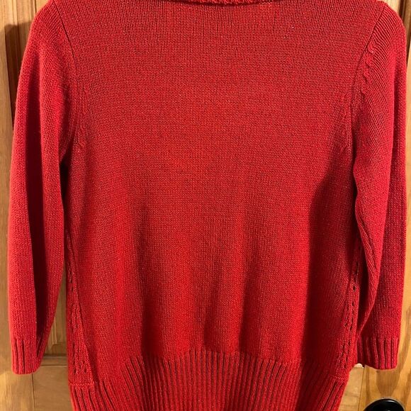 Laura Scott Red Cardigan with Embellished Neckline - Picture 2 of 5